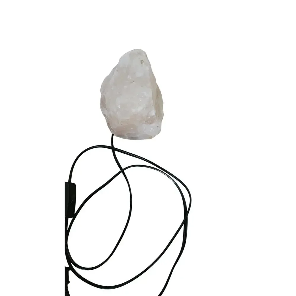 Himalayan Pink Salt Lamp Natural Crystal Wood Base Cord Switch 5in